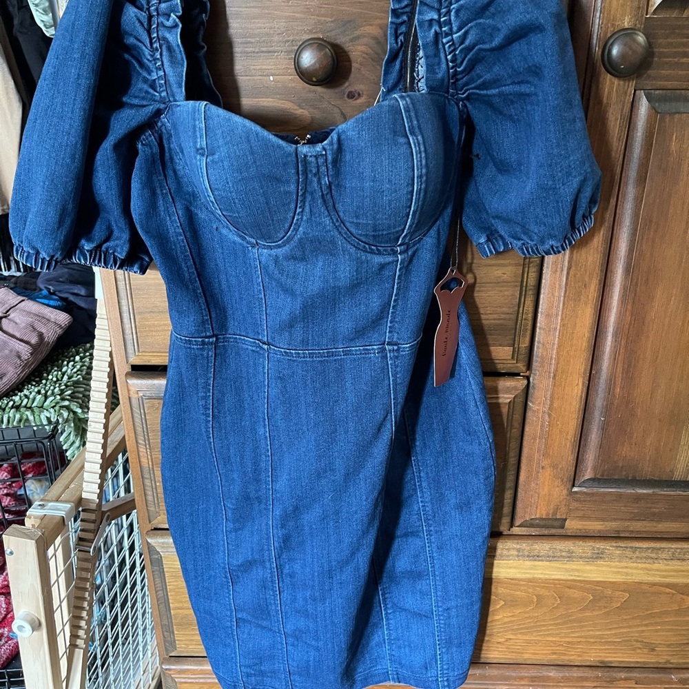 Haute Monde Dark Blue Denim Mini Dress